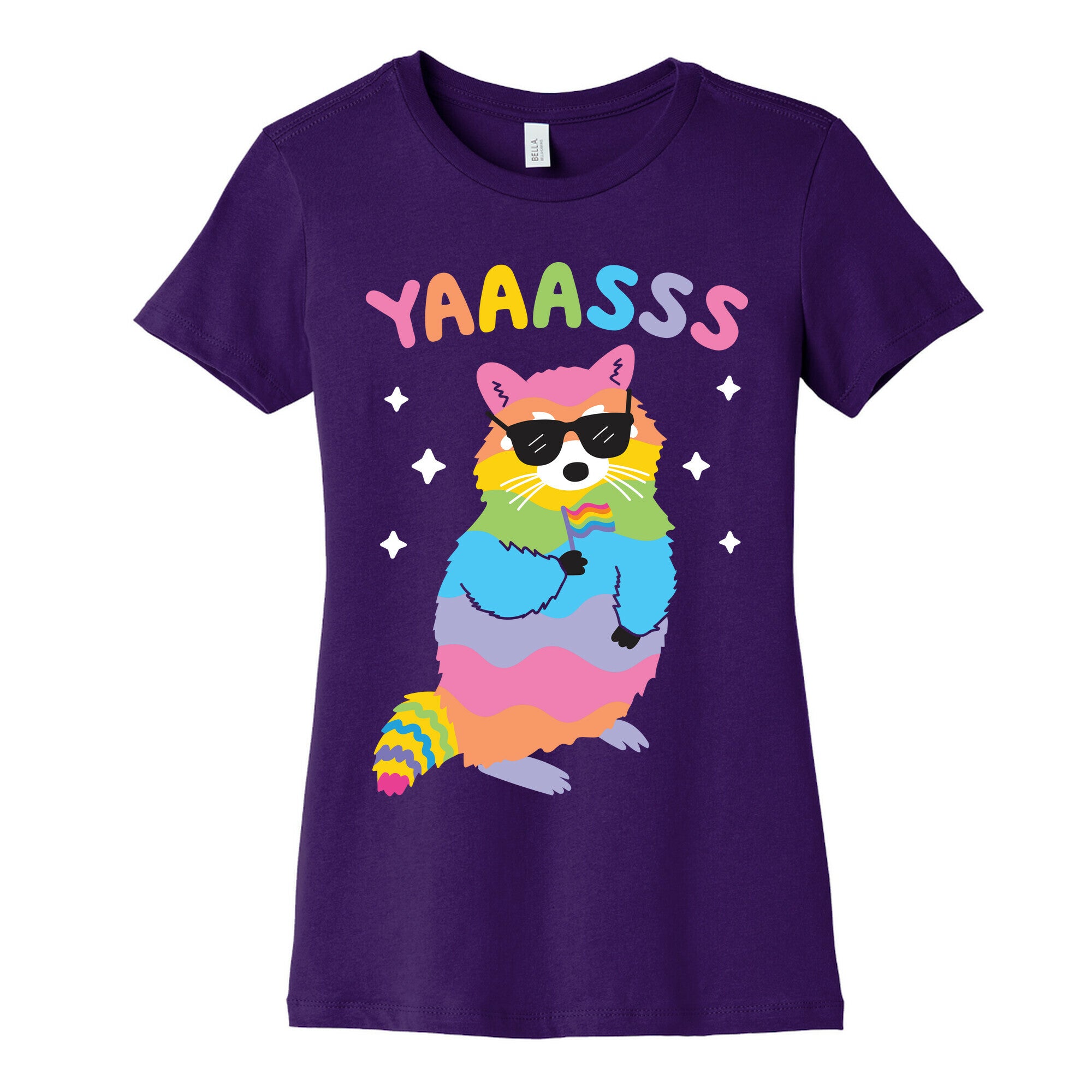 Yas Rainbow Raccoon Women's Cotton Tee